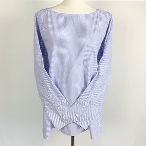 J Crew Cotton Pinstripe Blouse Sz 14